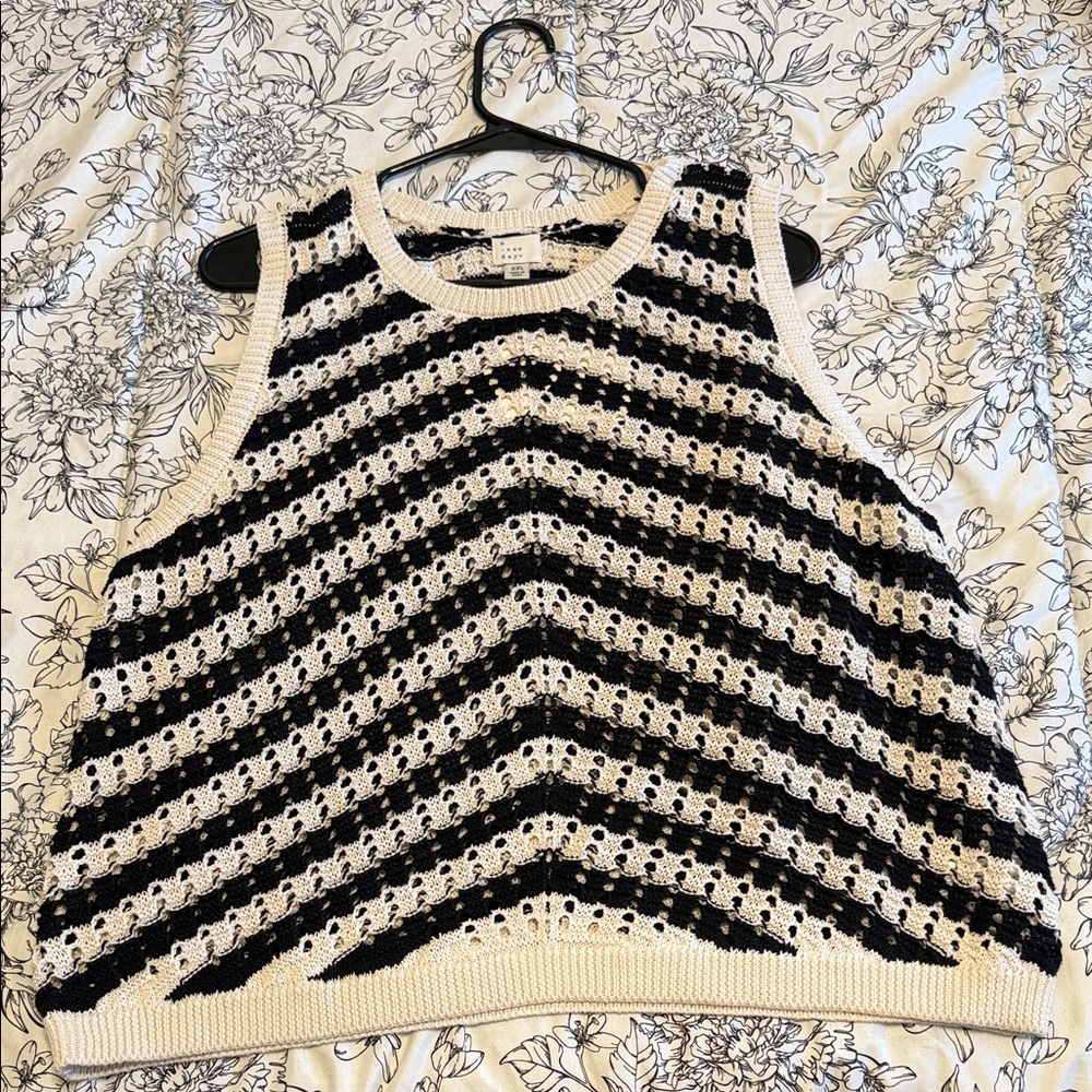a new day Black and Cream Chevron Tank Top